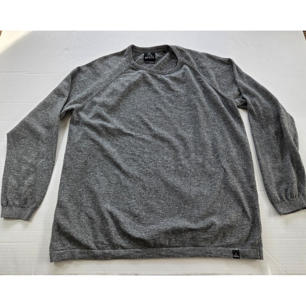Prana Sweater Mens Gray Raglan Sleeve Crewneck Lightweight Knit Gorpcore